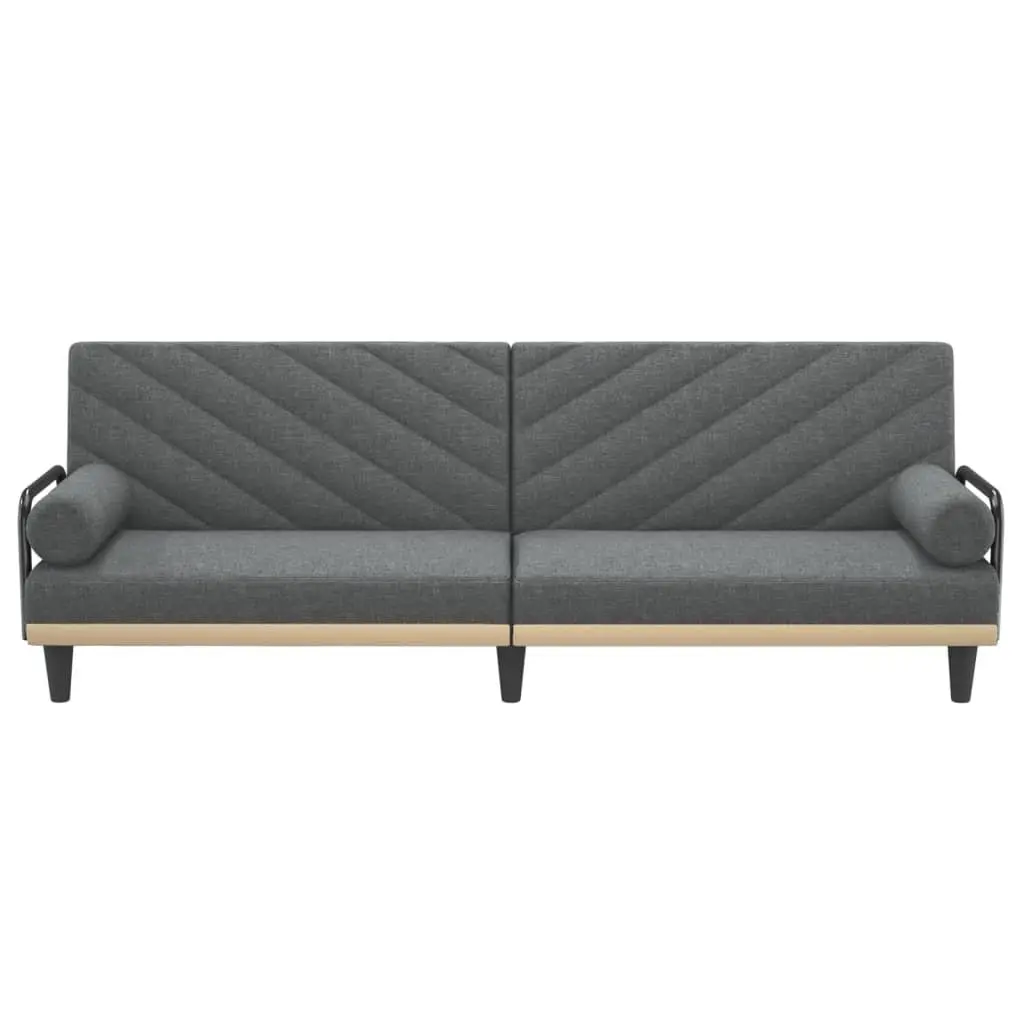 Sofa Bed Grey Fabric Adjustable Backrest Armrests Convertible Sleeper Couch