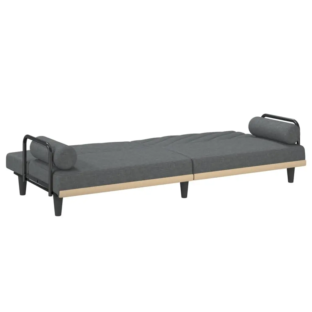 Sofa Bed Grey Fabric Adjustable Backrest Armrests Convertible Sleeper Couch