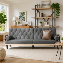 Concise Features of Grey Sofa Bed with Armrests