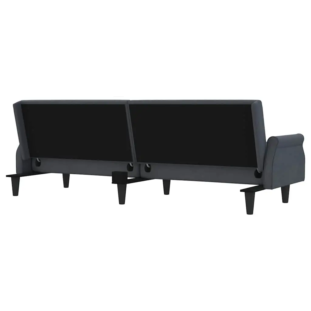 Adjustable Backrest Sofa Bed Grey Velvet with Armrests and Decorative Pillows