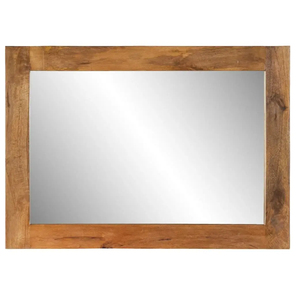 Wall-Mounted Mirror 70x50 cm Solid Mango Wood Frame Glass Bedroom Hallway Decor