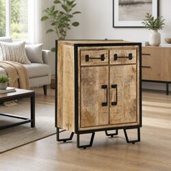 Compact Sideboard Cabinet with Drawers and Iron Frame