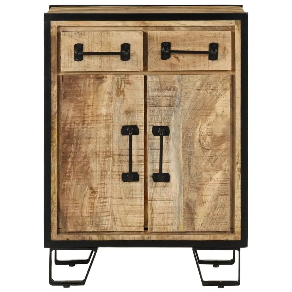 Sideboard Cabinet Brown Solid Wood Iron 2 Drawers Storage Buffet
