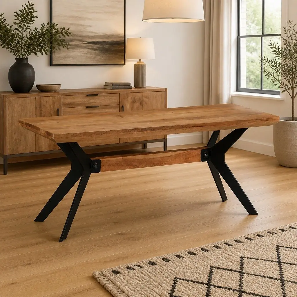 Dining Bench Brown 110x40x46 cm Industrial Style Solid Wood Steel