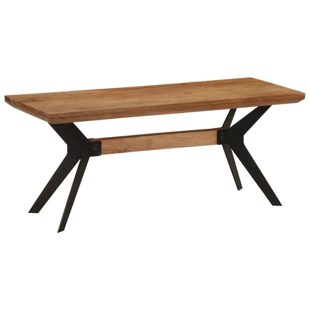 Dining Bench Brown 110x40x46 cm Industrial Style Solid Wood Steel