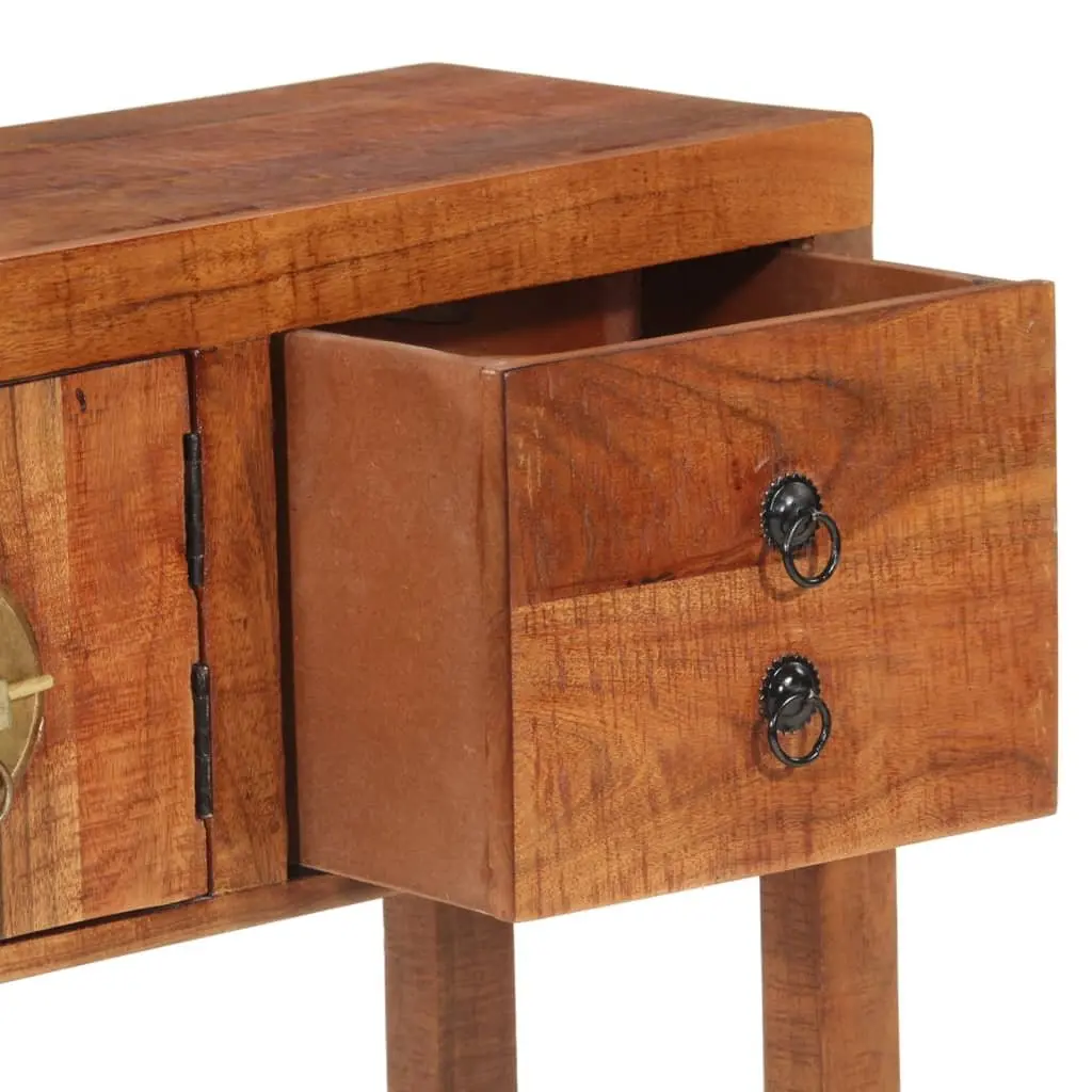 Solid Wood Console Table Brown 120x32x80cm Storage Drawers