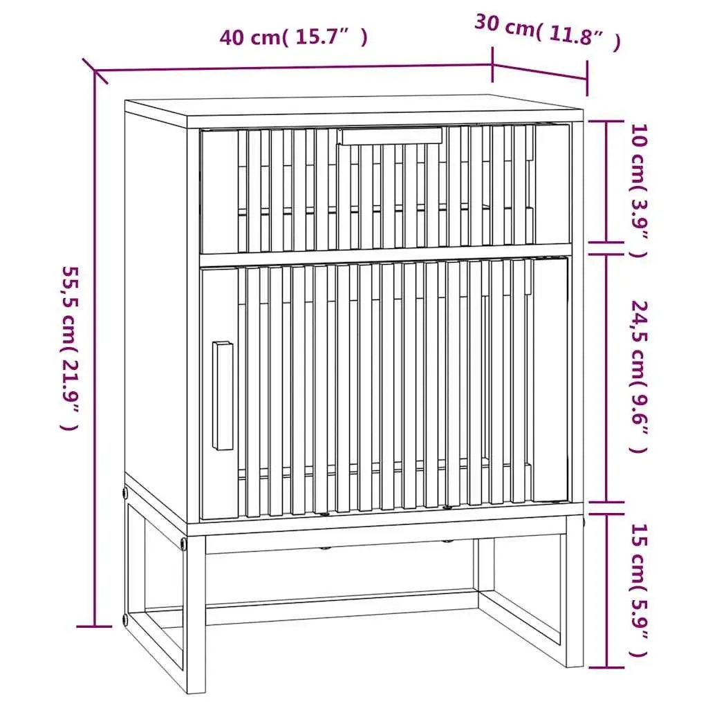Bedside Cabinets Brown 2 Piece Scandinavian Engineered Wood Nightstand Storage