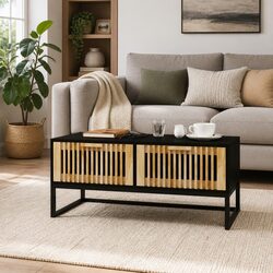 Black Coffee Table with Two Drawers