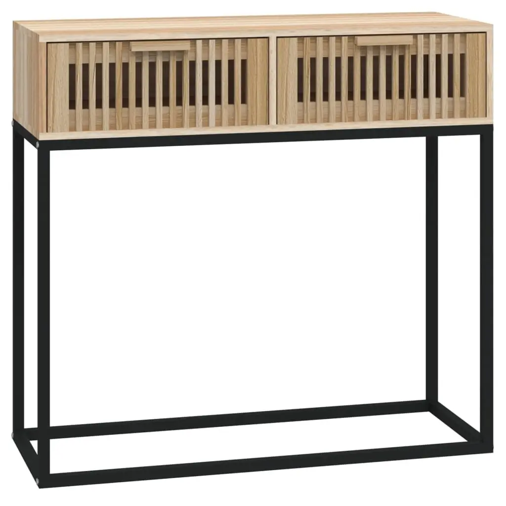 Console Table Brown 80x30x75cm Engineered Wood Iron 2 Drawers Storage