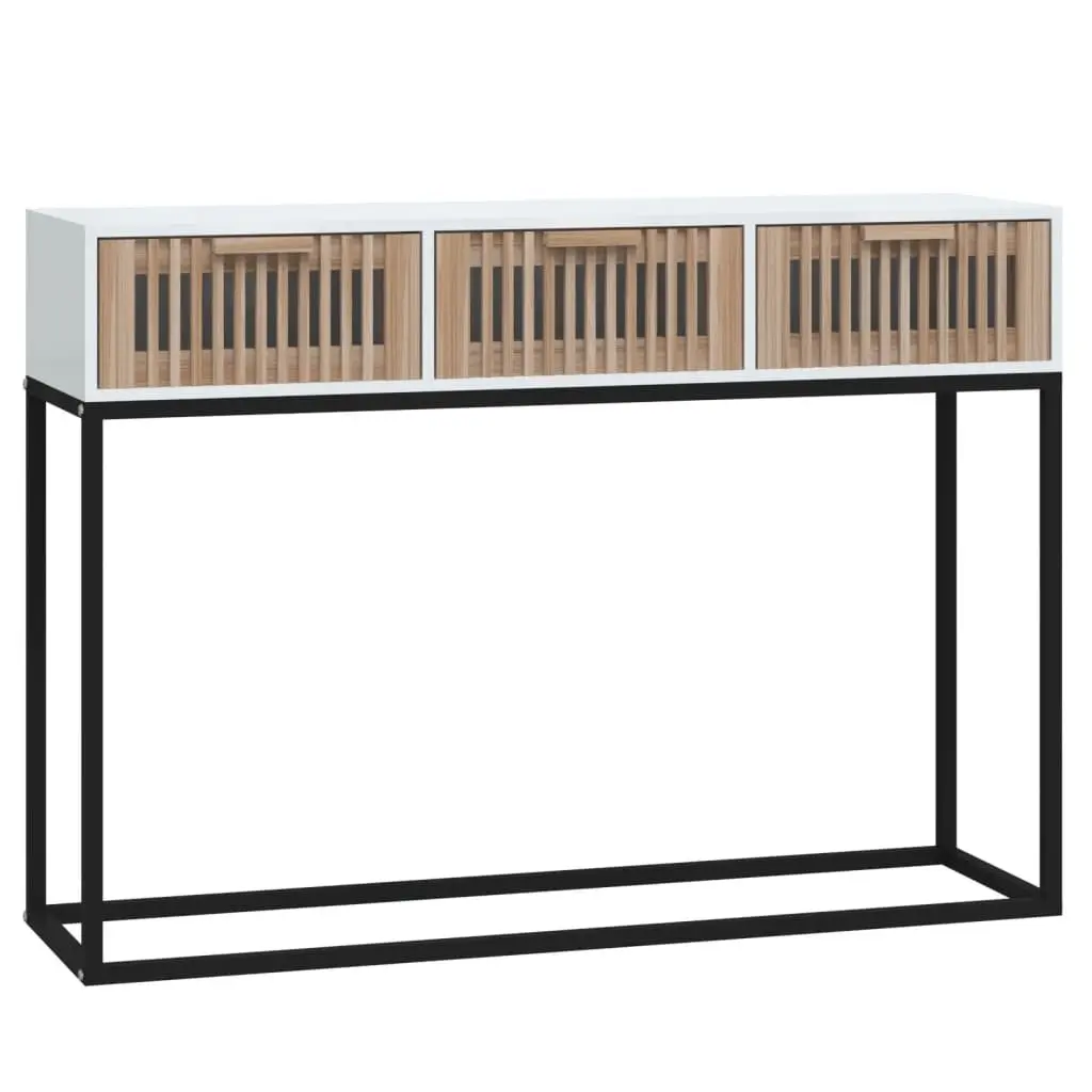 White Console Table 105x30x75cm with 3 Drawers for Hallway Accent Storage