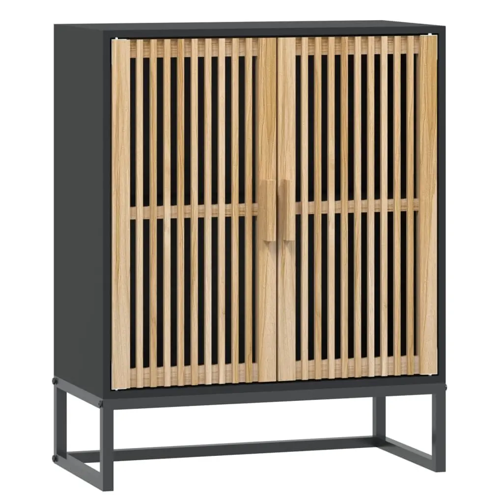 Sideboard Storage Cabinet Black Engineered Wood Hallway Living Room Furniture