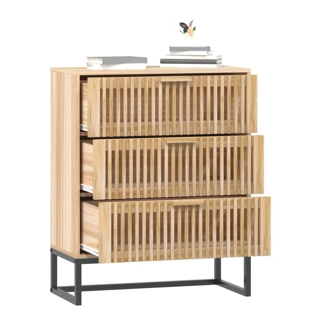 Sideboard Cabinet Brown 60x30x75 cm Engineered Wood with Wooden Drawers