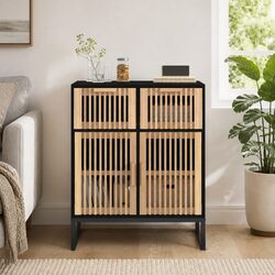 Sideboard Storage Cabinet Black 60x30x75cm Engineered Wood Doors Drawers