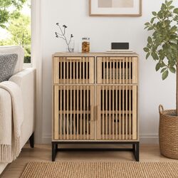 Compact Storage Sideboard Cabinet - Brown Wood Design