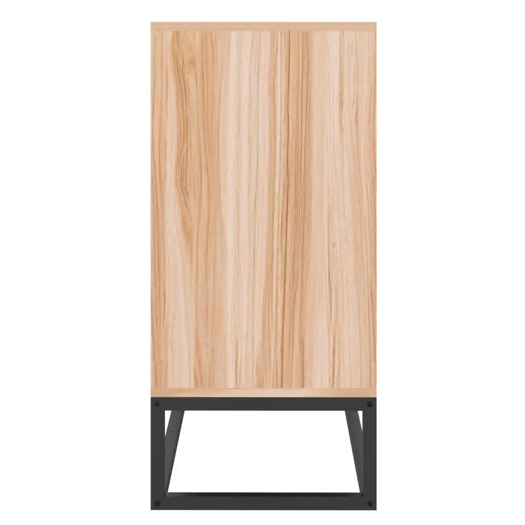 Brown Sideboard Storage Cabinet Engineered Wood Iron Legs 105x30x65cm