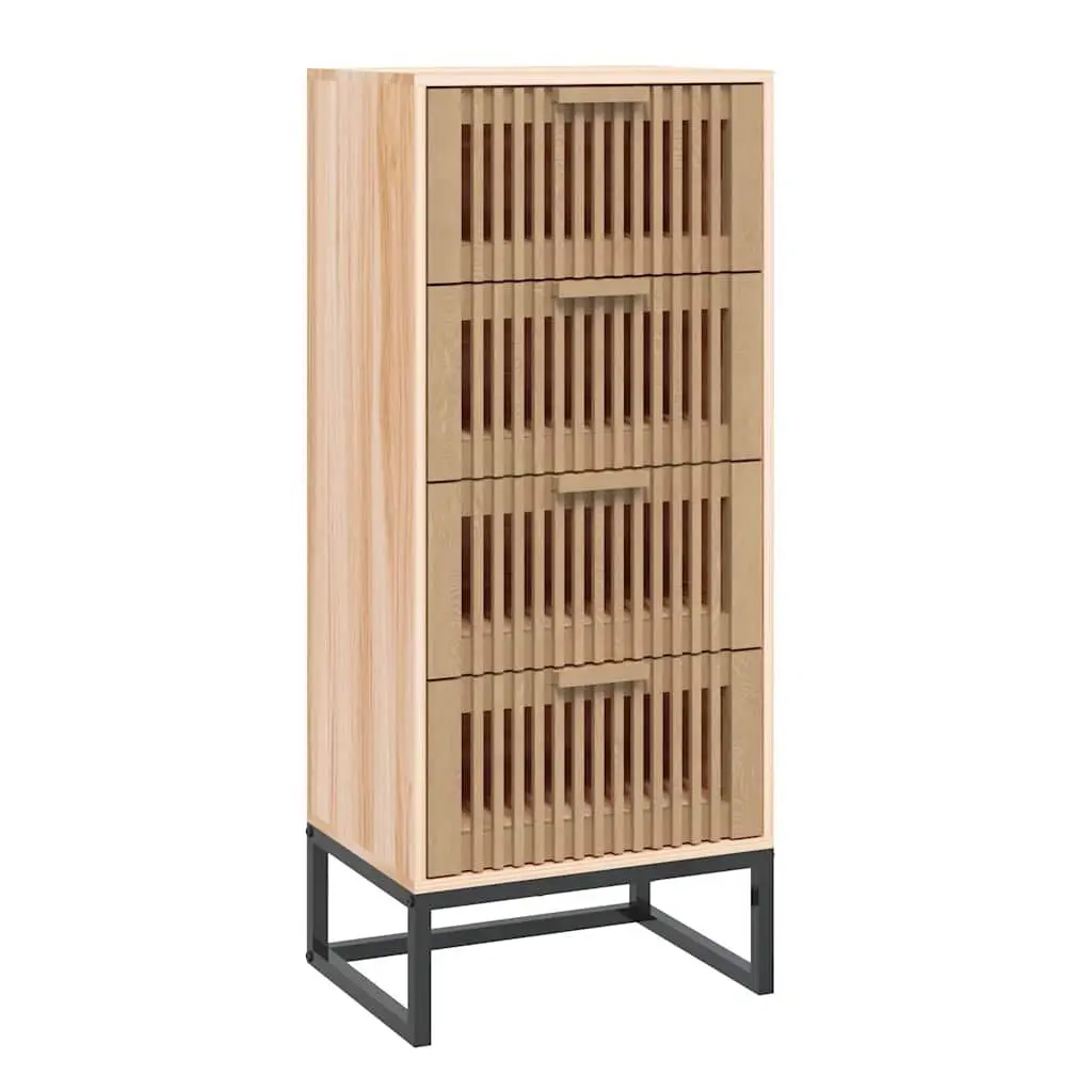 Highboard Brown Engineered Wood Tall Storage Cabinet with Drawers