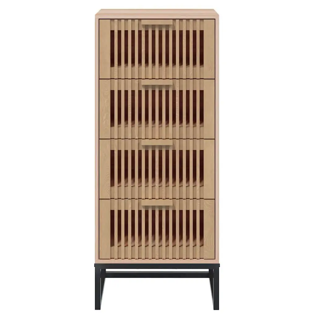 Highboard Brown Engineered Wood Tall Storage Cabinet with Drawers