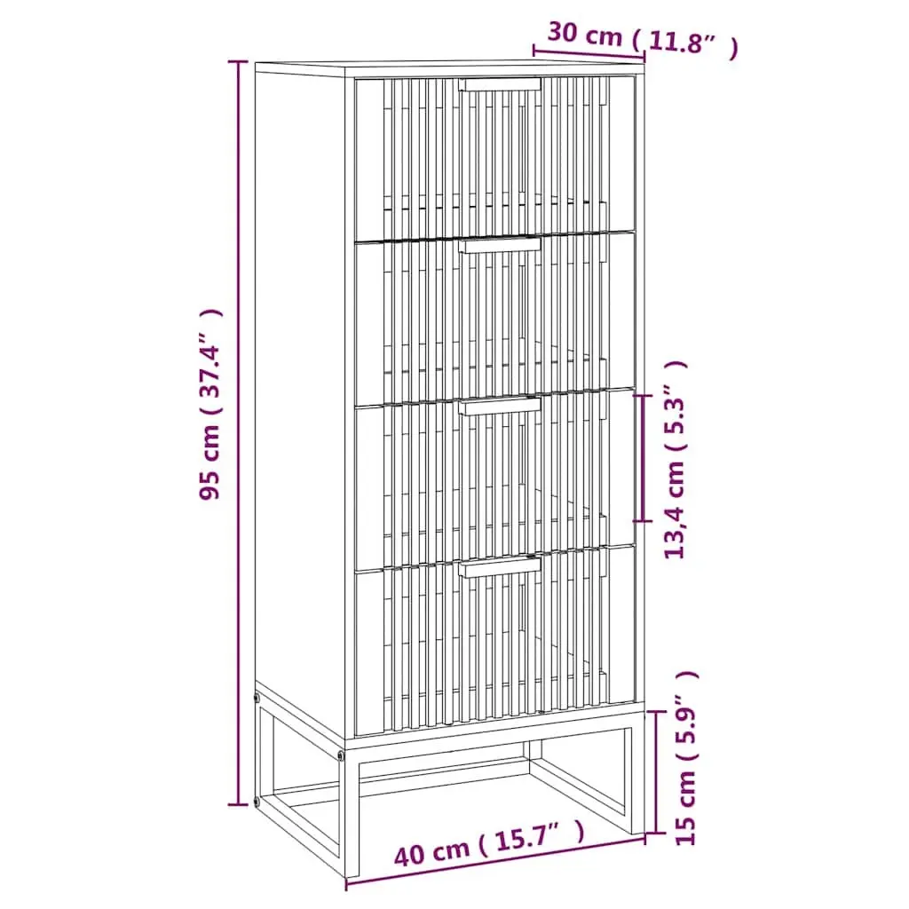 Highboard Brown Engineered Wood Tall Storage Cabinet with Drawers