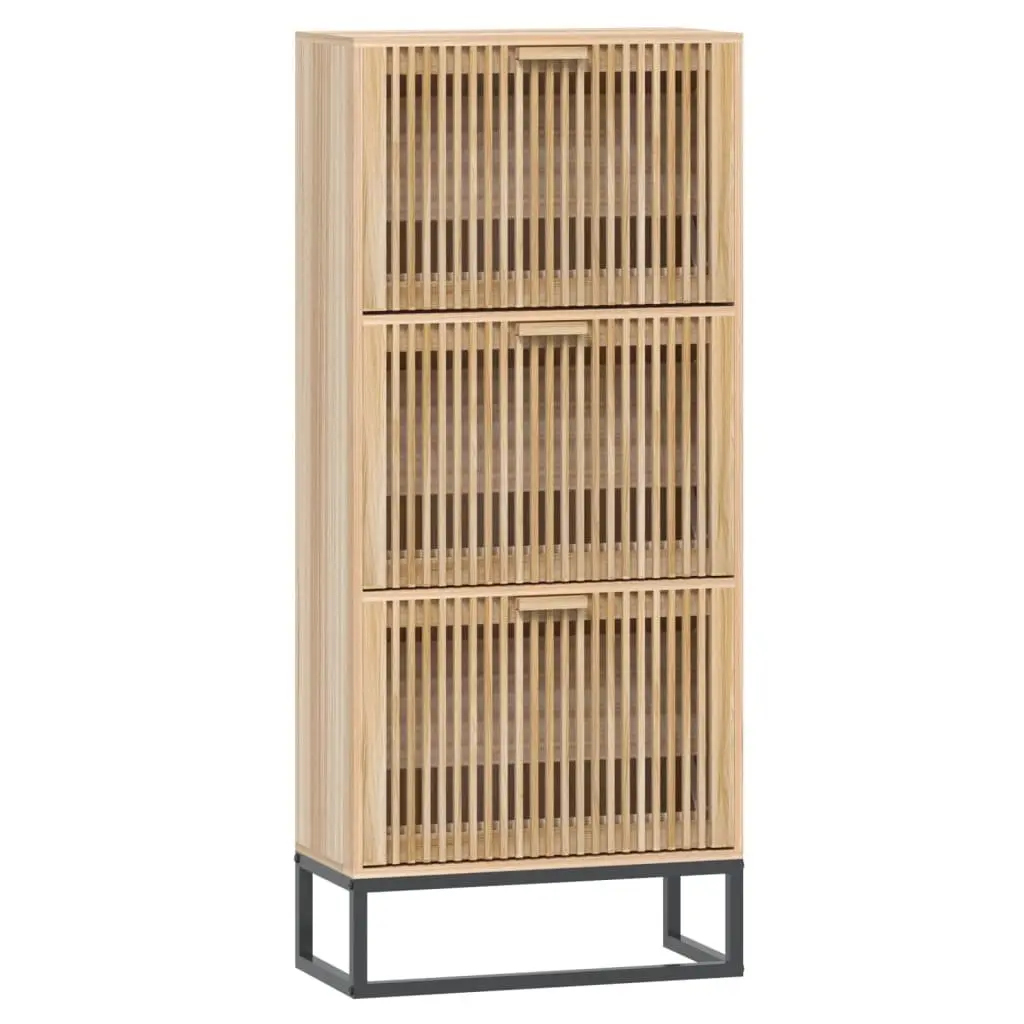 Shoe Cabinet Brown 52x25x120cm Engineered Wood Organiser Storage Unit