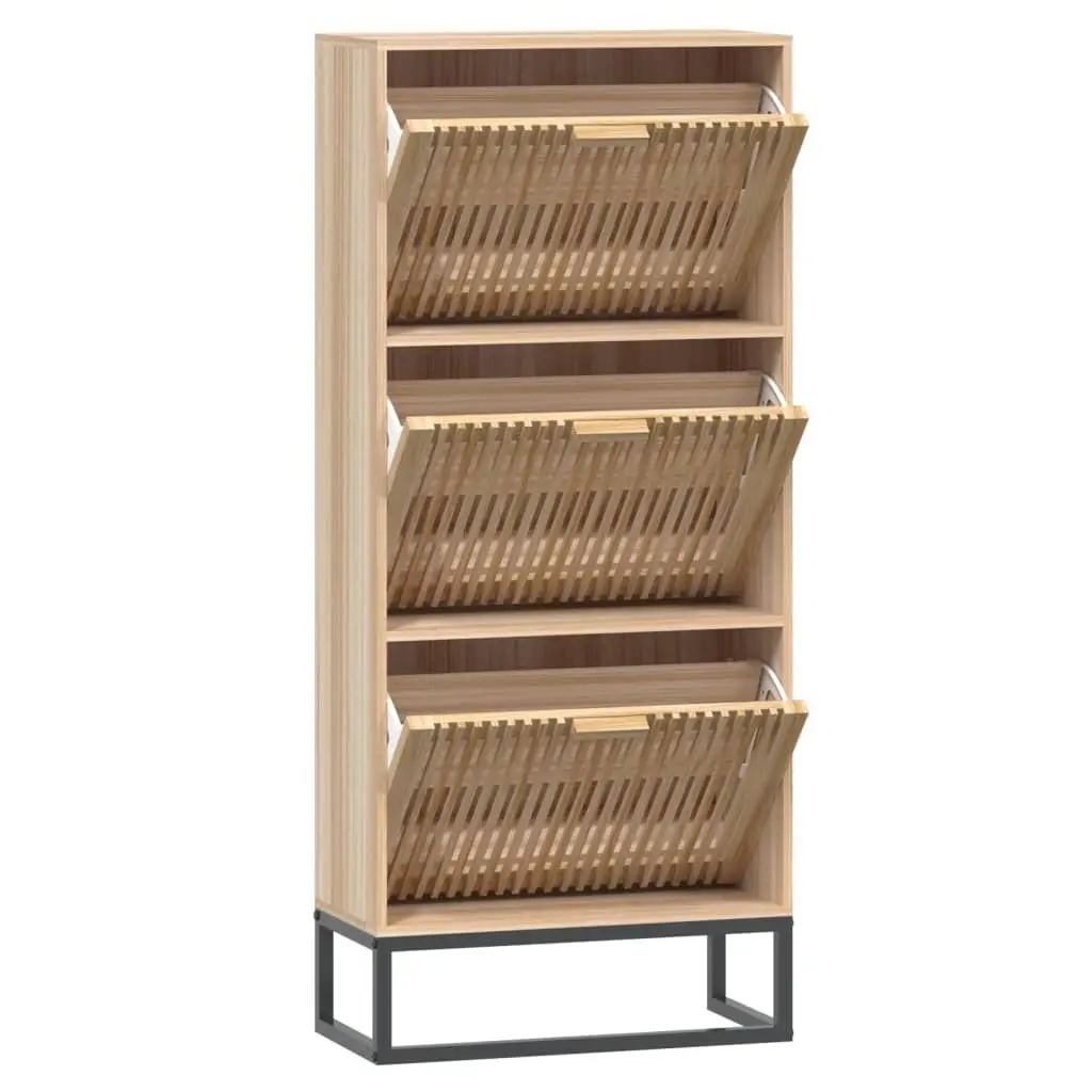 Shoe Cabinet Brown 52x25x120cm Engineered Wood Organiser Storage Unit