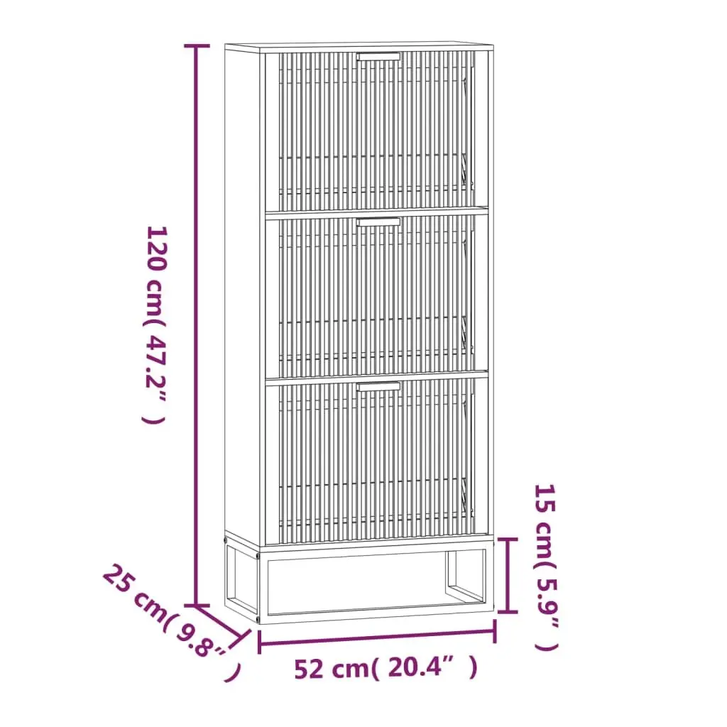 Shoe Cabinet Brown 52x25x120cm Engineered Wood Organiser Storage Unit