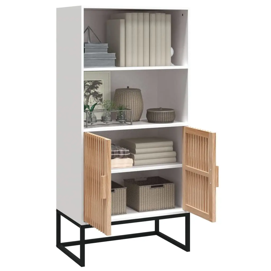 Highboard Storage Cabinet White 60x35x125 cm Engineered Wood Sideboard