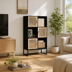 Storage Highboard Cabinet Black 70x35x125cm Engineered Wood 3 Door Sideboard