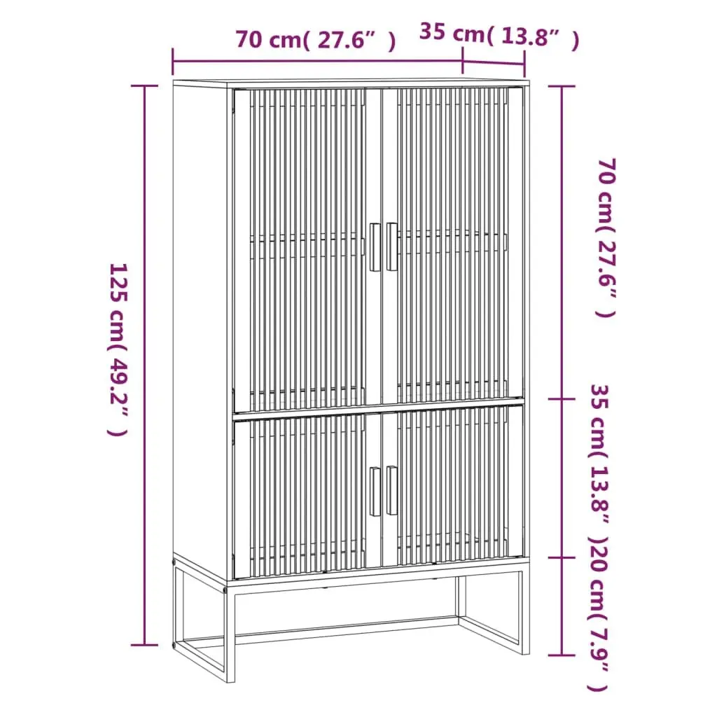 Storage Cabinet Black 70x35x125 cm Engineered Wood Scandinavian Style
