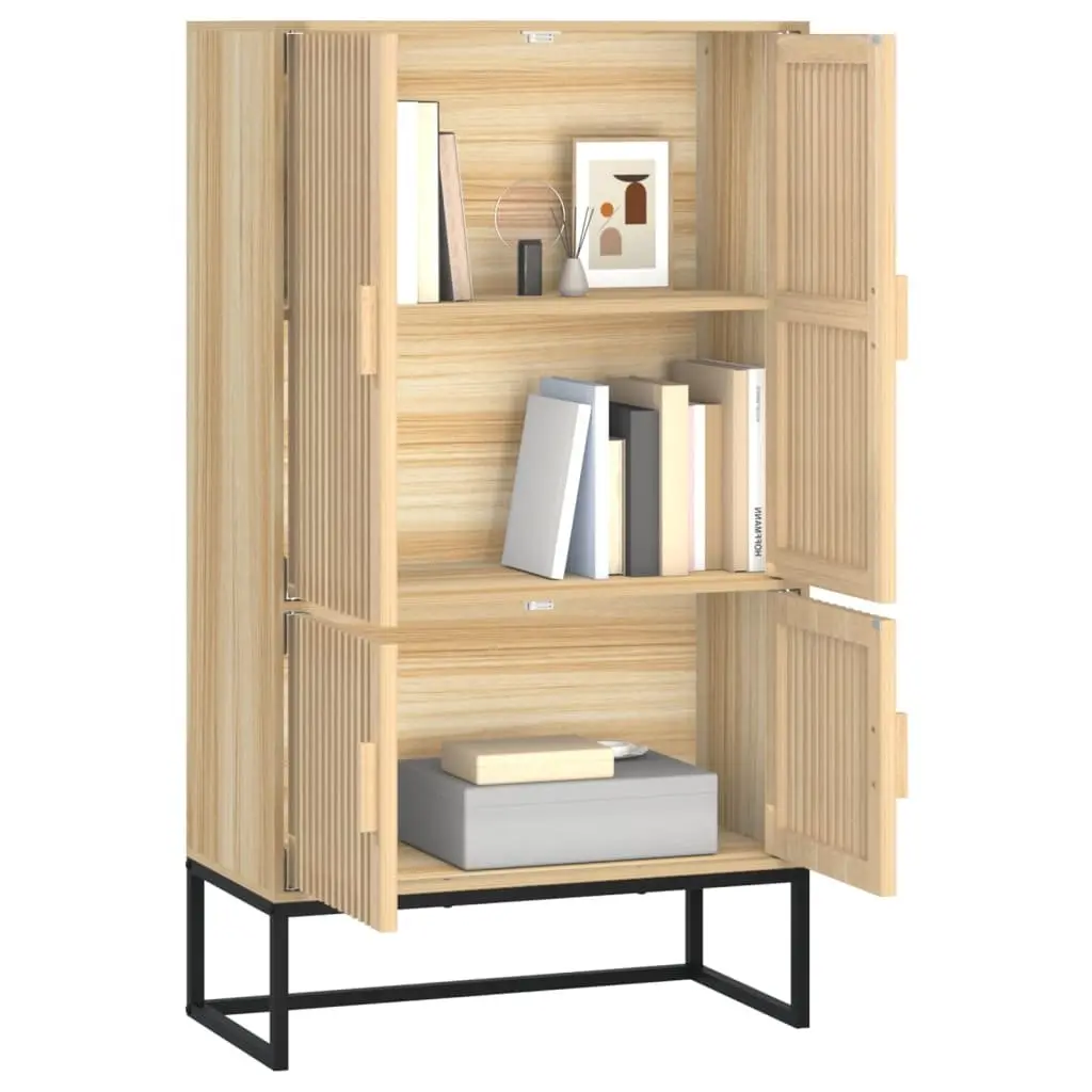 Storage Highboard Cabinet Brown 70x35x125cm Engineered Wood Scandinavian Style
