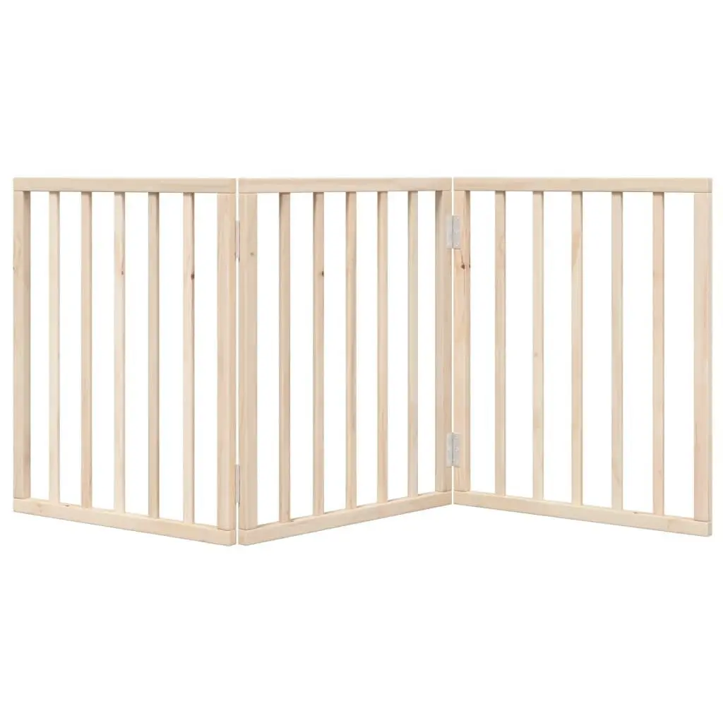 Dog Gate Brown 150cm Foldable 3 Panels Pet Safety Barrier