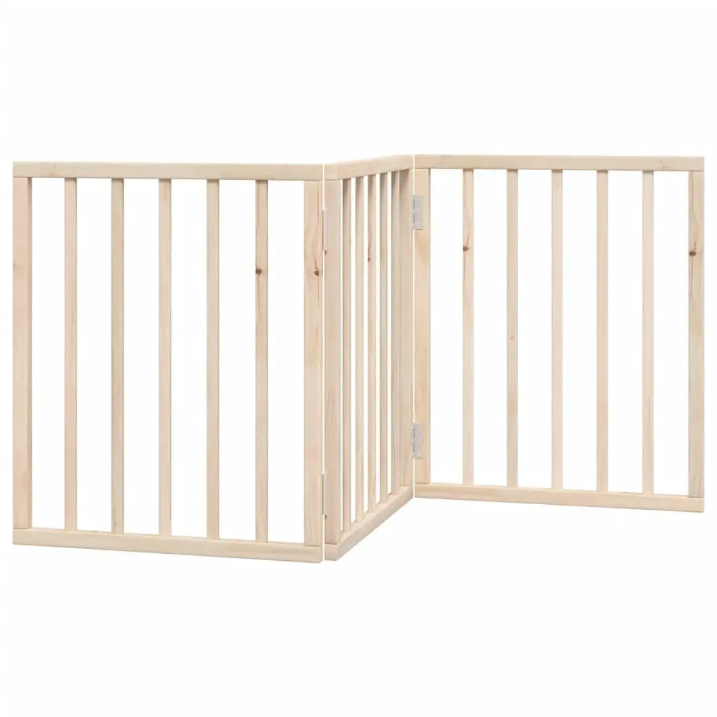 Dog Gate Brown 150cm Foldable 3 Panels Pet Safety Barrier