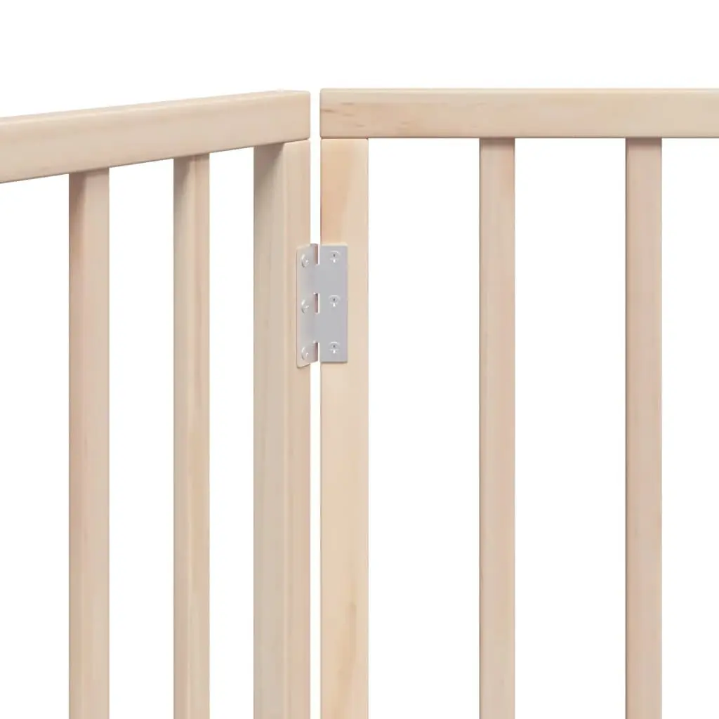 Dog Gate Brown 150cm Foldable 3 Panels Pet Safety Barrier