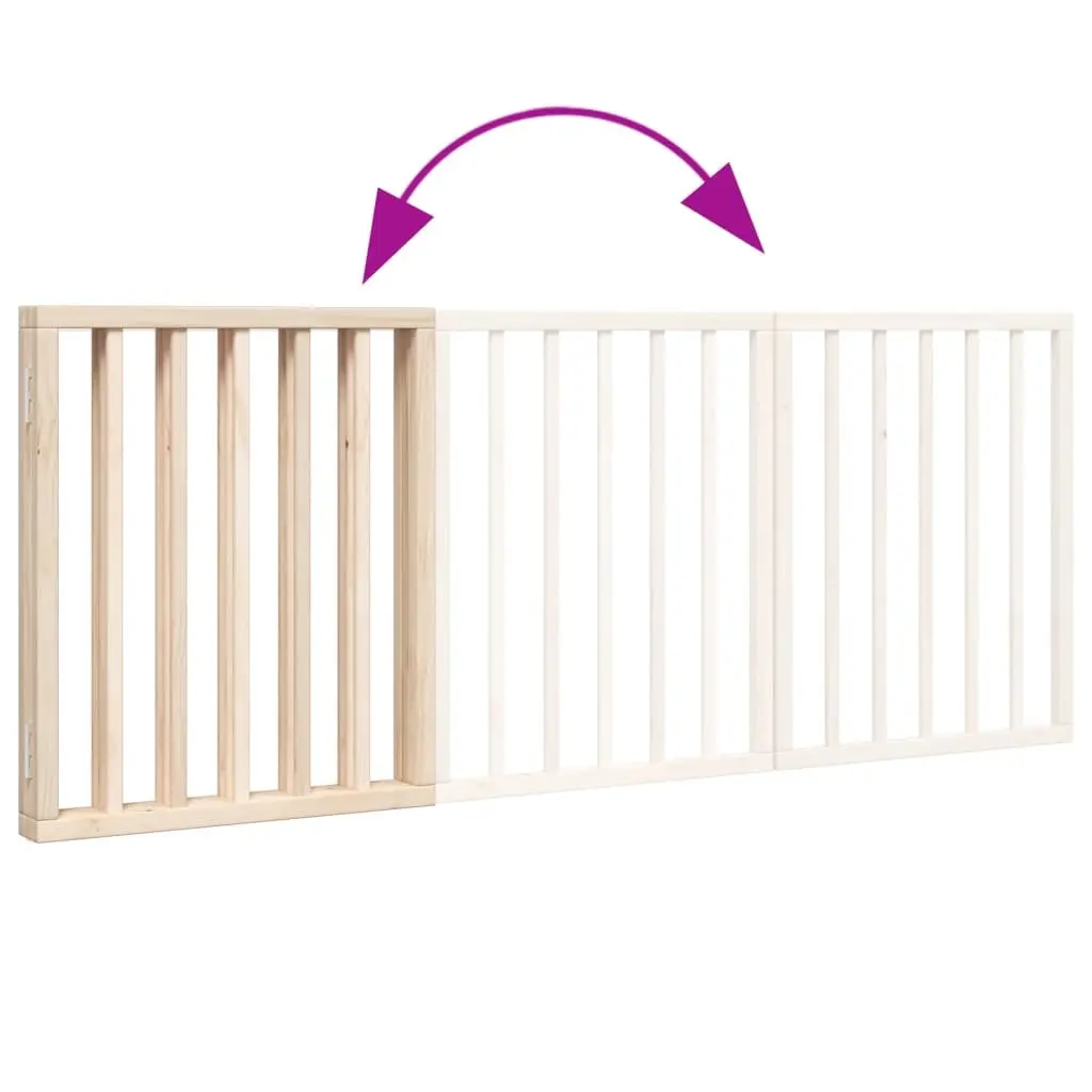 Dog Gate Brown 150cm Foldable 3 Panels Pet Safety Barrier