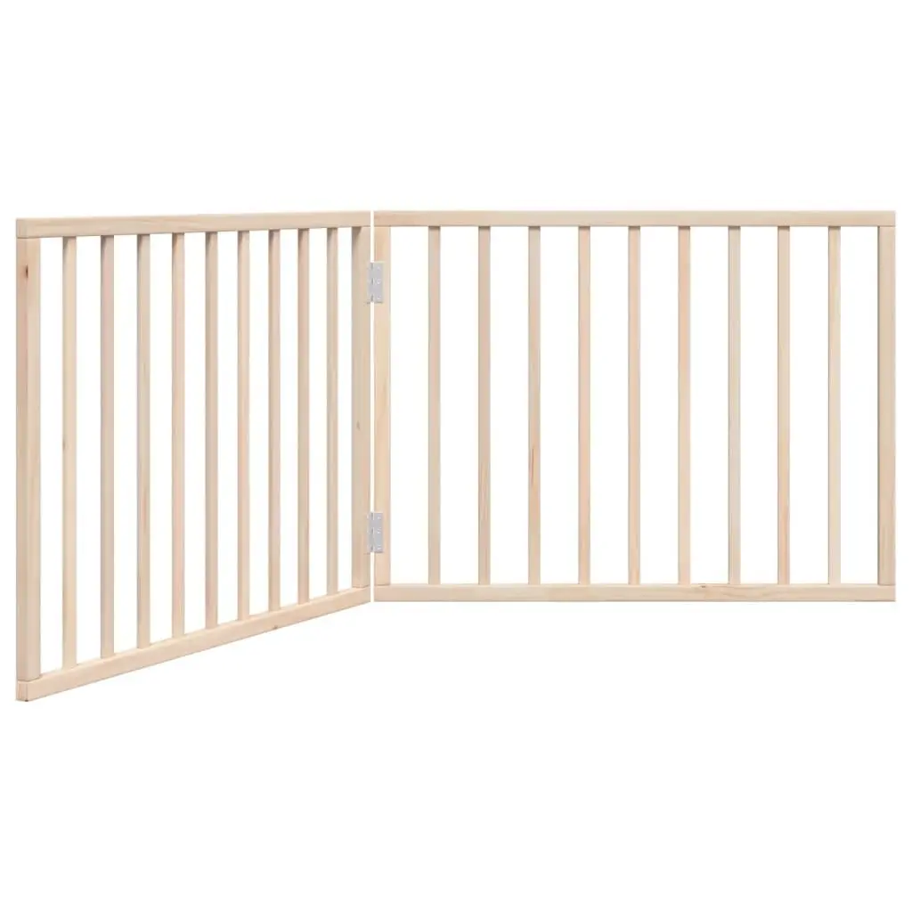 Dog Gate Brown 160cm Foldable Pet Safety Barrier 2 Panels Poplar Wood