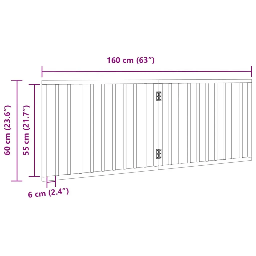 Dog Gate Brown 160cm Foldable Pet Safety Barrier 2 Panels Poplar Wood