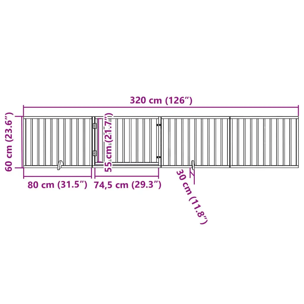 Dog Gate Brown 4 Panels Foldable Poplar Wood Safety Barrier with Door Lock