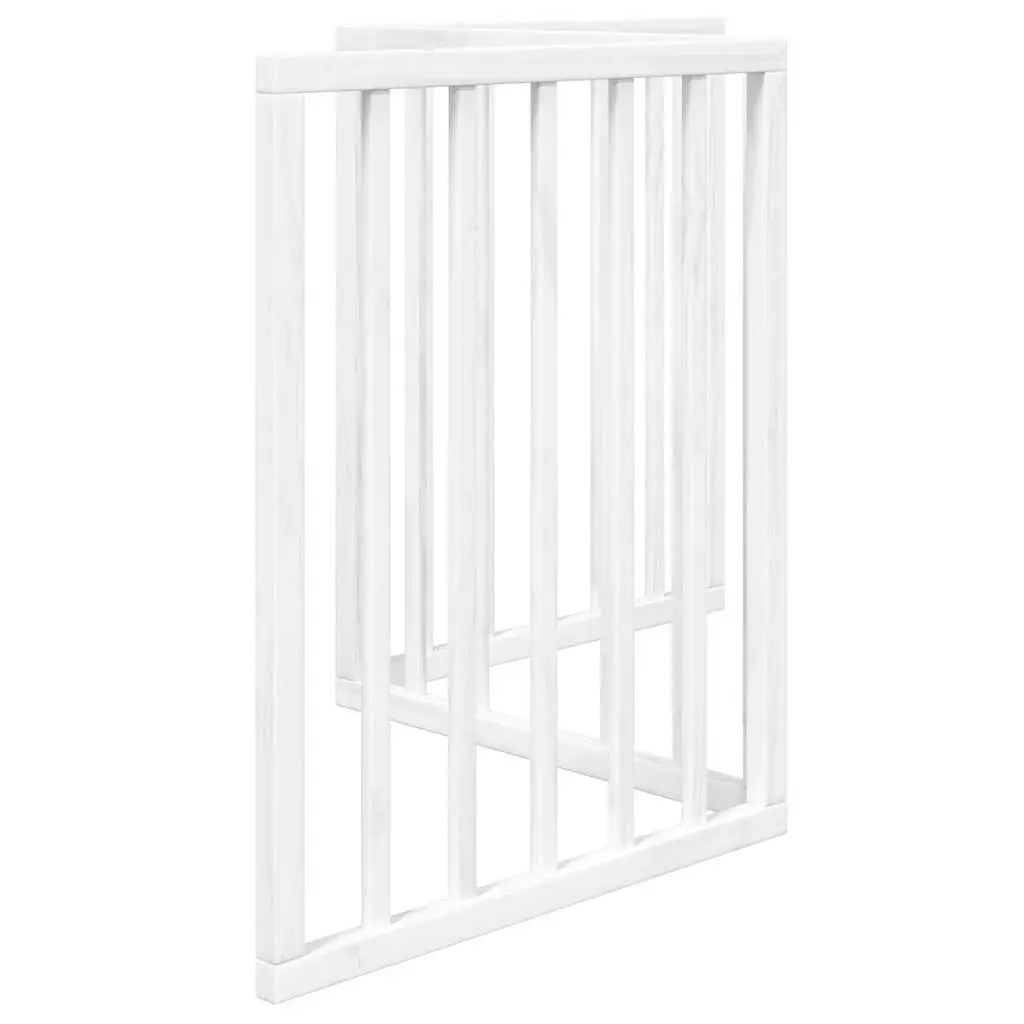 Dog Gate White 150cm Foldable 3 Panels Poplar Wood Pet Safety Barrier