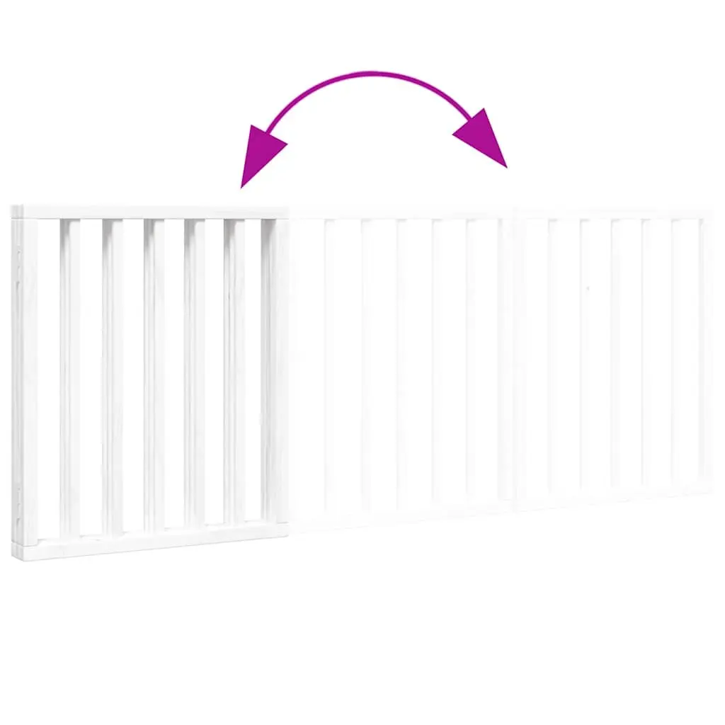 Dog Gate White 150cm Foldable 3 Panels Poplar Wood Pet Safety Barrier