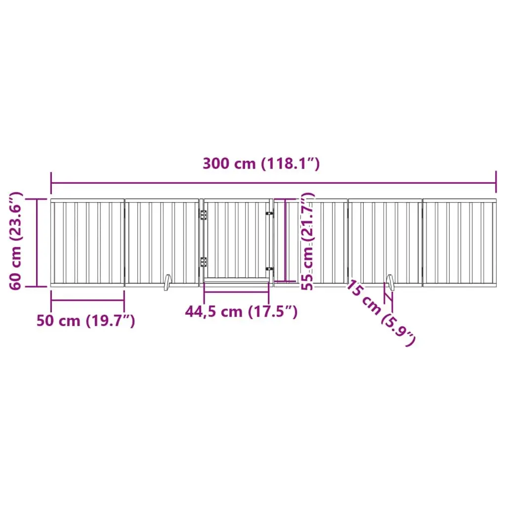 Dog Gate White Foldable 6 Panels Poplar Wood Safety Barrier with Door Lock