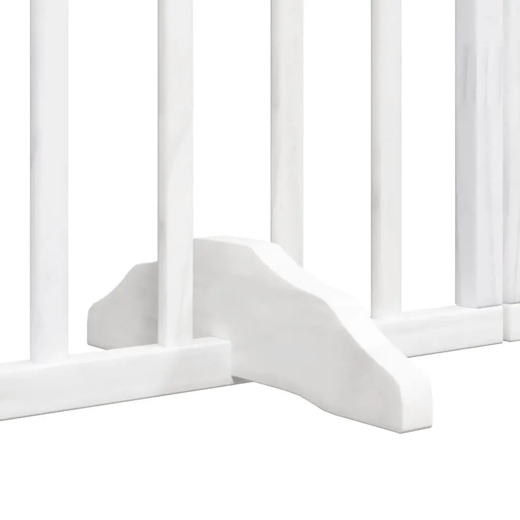 Dog Gate White Foldable 6 Panels Poplar Wood Safety Barrier with Door Lock