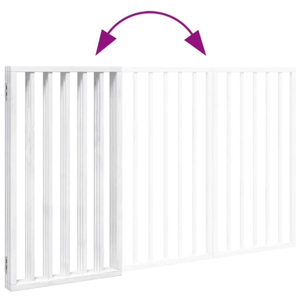 Dog Gate White 150cm 3 Panels Foldable Poplar Wood Pet Safety Barrier