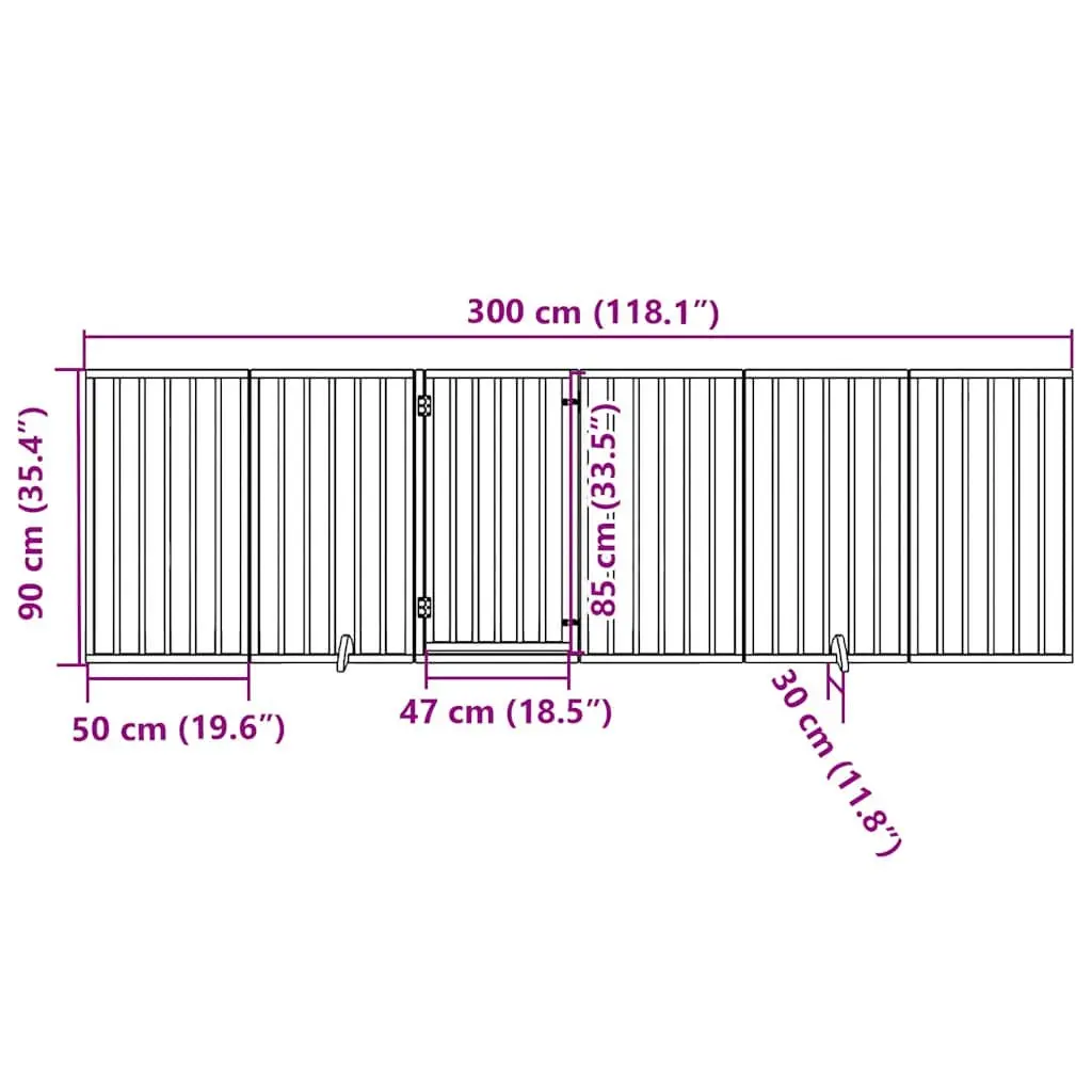 Dog Gate White 6 Panels Foldable Poplar Wood Safety Barrier Enclosure