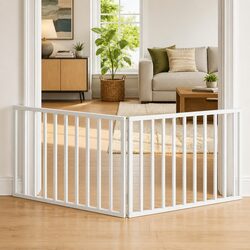 Compact Foldable Dog Gate - Easy Setup 160cm White