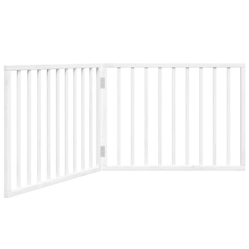 Dog Gate White 160cm Foldable 2 Panels Poplar Wood Pet Safety Barrier