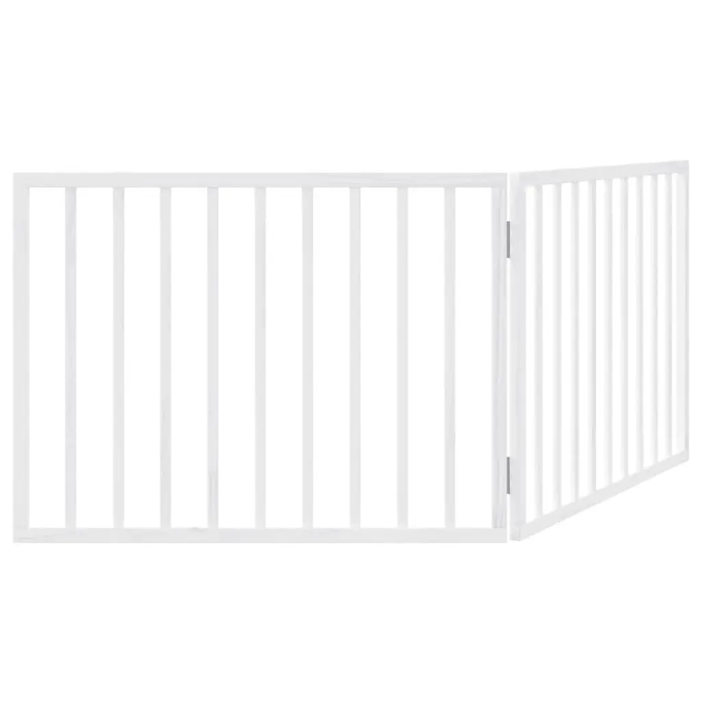 Dog Gate White 160cm Foldable 2 Panels Poplar Wood Pet Safety Barrier