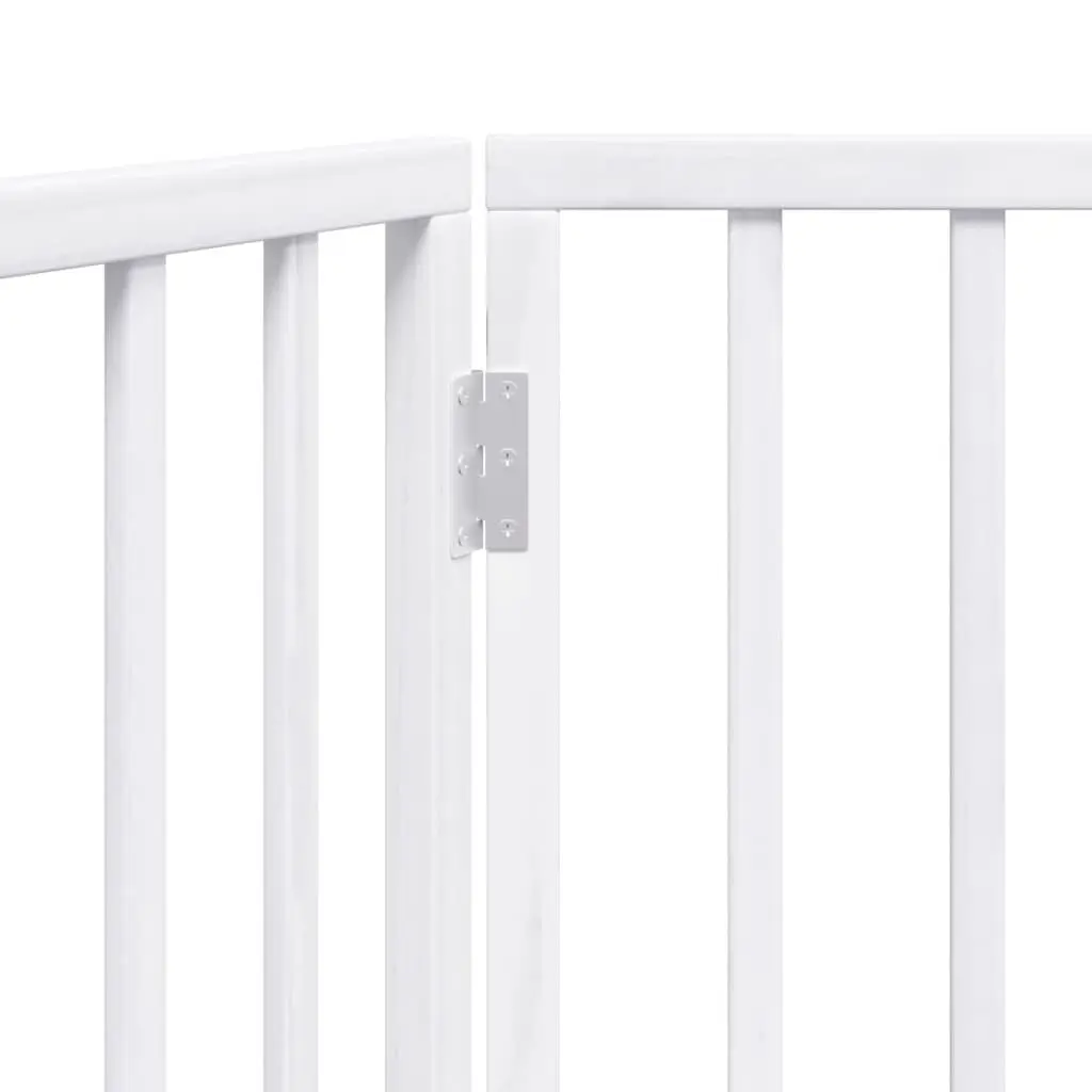 Dog Gate White 160cm Foldable 2 Panels Poplar Wood Pet Safety Barrier