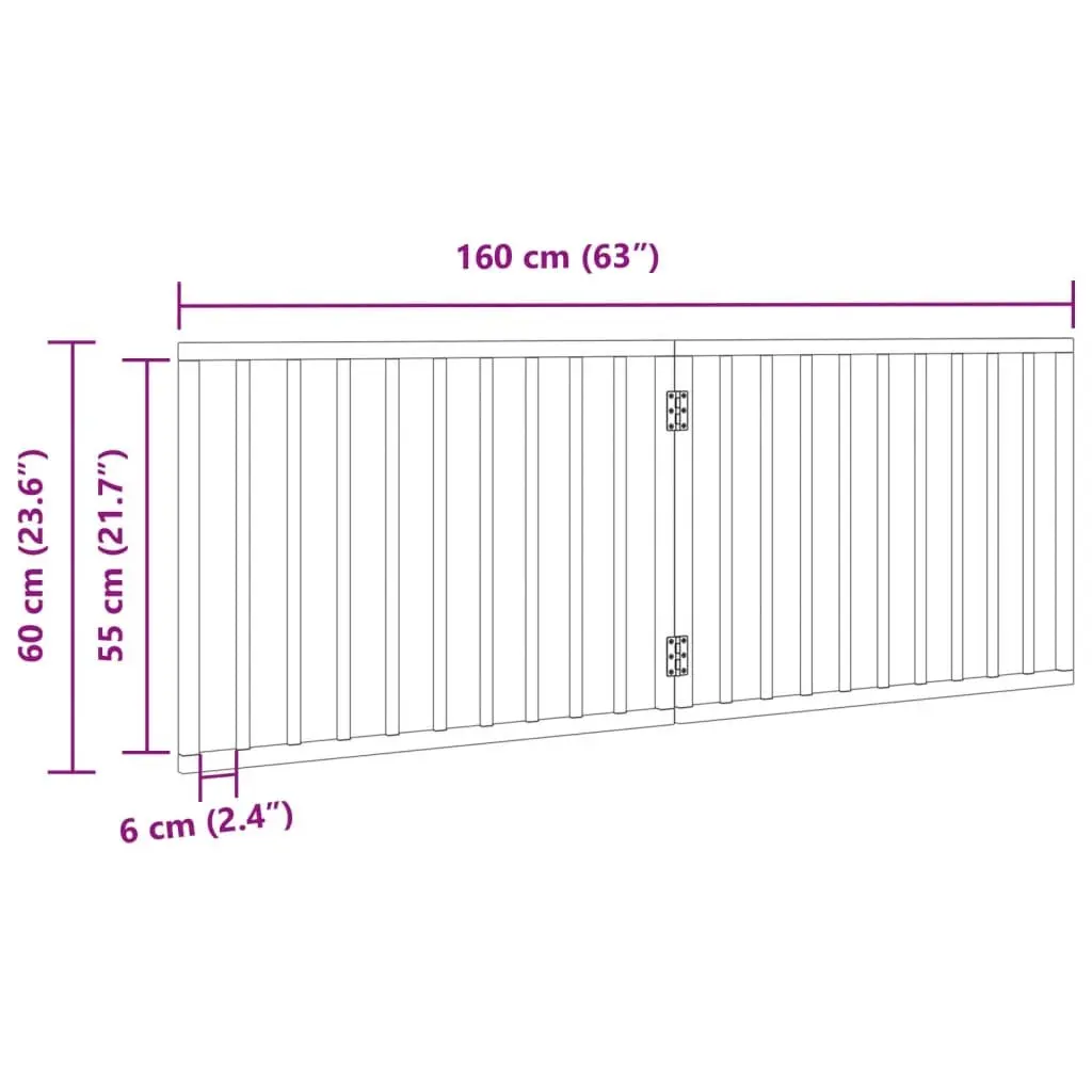 Dog Gate White 160cm Foldable 2 Panels Poplar Wood Pet Safety Barrier