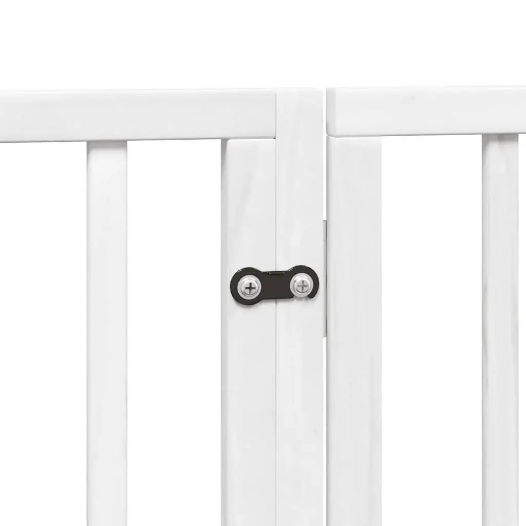 Foldable Dog Gate White 4 Panels Poplar Wood Pet Safety Barrier with Door Panel and Locks