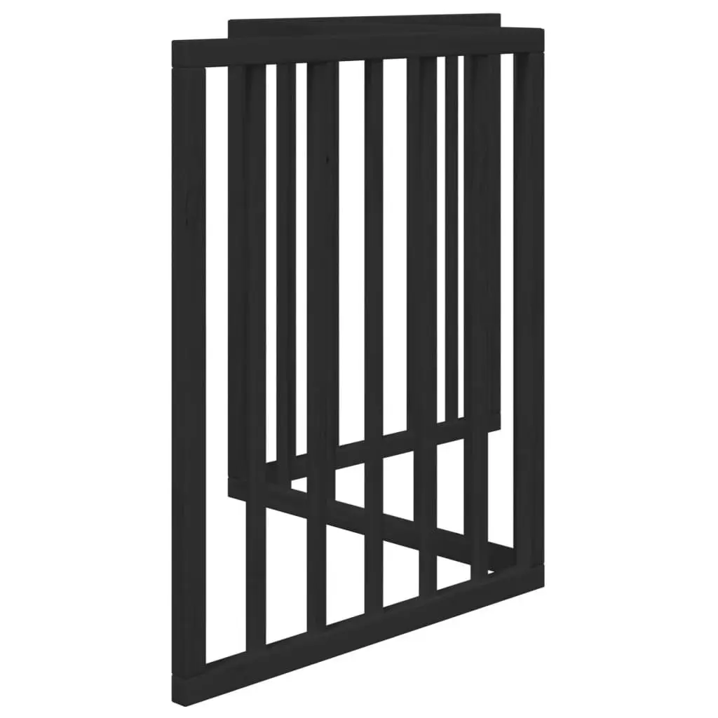 Dog Gate Black 150cm Foldable 3 Panels Poplar Wood Pet Safety Barrier