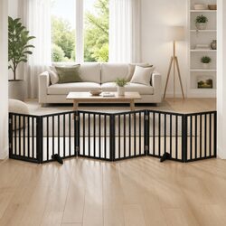Compact 6-Panel Foldable Dog Gate for Pets